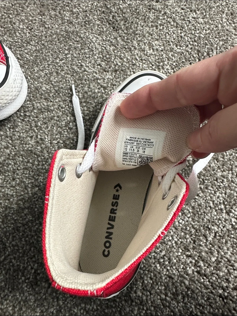 Converse Kids Red Canvas High-Top Sneakers with White Accents